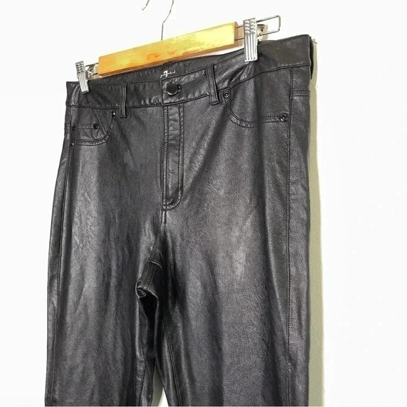 7 for All Mankind Black Vegan Faux Leather Skinny High Rise Leggings Size Large - Picture 8 of 11
